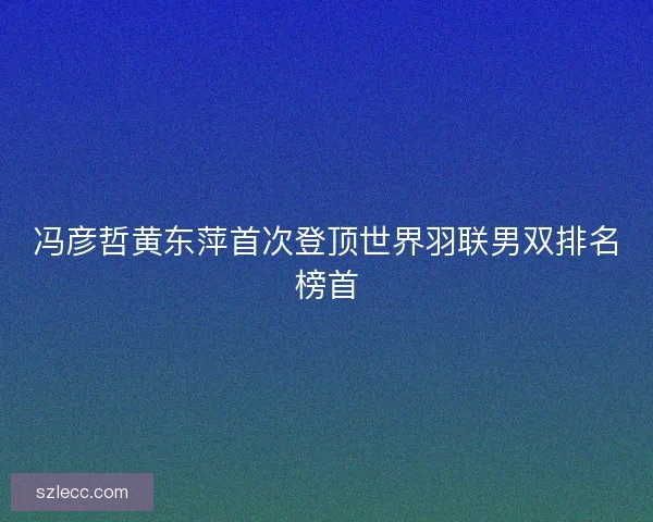 冯彦哲黄东萍首次登顶世界羽联男双排名榜首